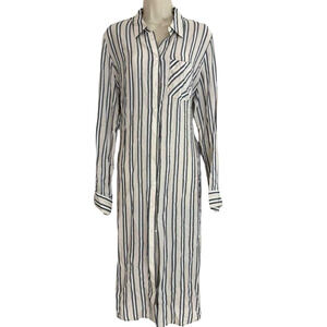 Express Womens Beige Shirt Style Midi Dress Long Sleeve Lightweight sz Large